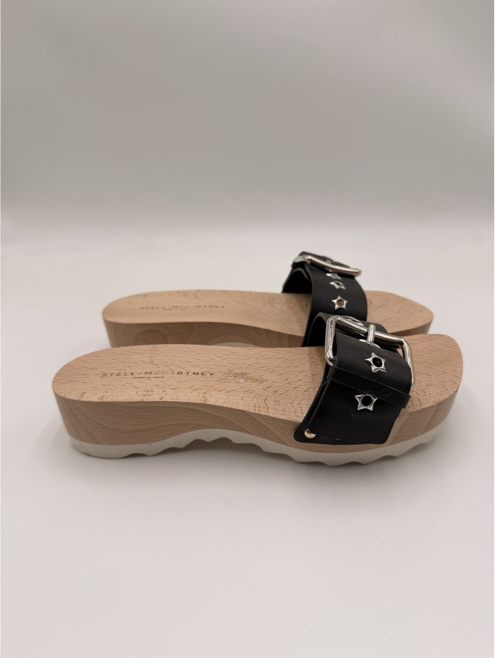 Stella McCartney Elyse buckled slide sandals Black Vegan Leather Size 37